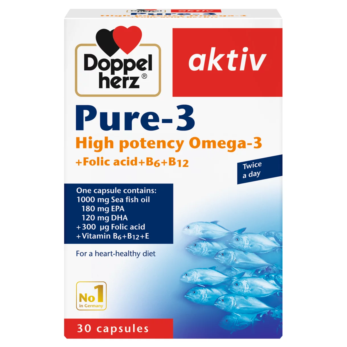 Illustration of the product packaging Doppelherz aktiv Pure-3 front view